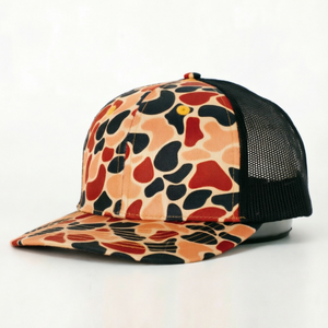 Casquettes de camionneur personnalisées avec logo camouflage marron, 6 panneaux, visière incurvée, maille respirante, casquette de baseball à fermeture snapback - Product Image 2