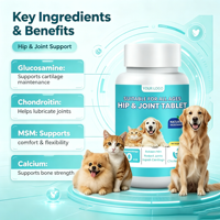 Comprimés de soutien articulaire pour animaux de compagnie, toutes races, chiens et chats, saveur poulet, probiotiques, calcium, régulent la microbiome intestinale, améliorent la digestion