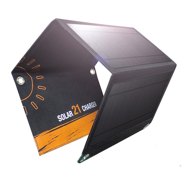 21W Foldable Fabric Backpack Sunpower Solar Cell Portable Charger USB Solar Panel for Bags