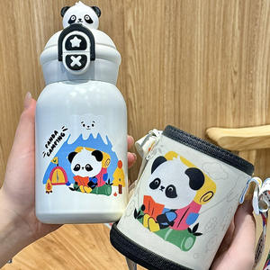 Tasse à paille à double boisson pour enfants 316 isolé en acier inoxydable dessin animé conception PC flacon à vide Thermos pour la rentrée des classes - Product Image 4