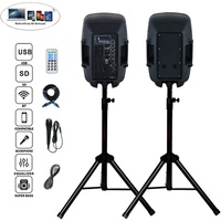Sistema de Altavoces PA de 800 W y 2 Vías con 2 Altavoces de 8", Audio Profesional, Bluetooth TWS, Conjunto Activo y Pasivo para Fiestas, Incluye 2 Soportes y Micrófono Bocina