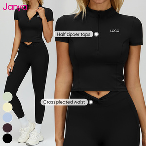 Janya 2026 Ensemble de vêtements de sport respirant uni couleur chair Gym Fitness Yoga Ensemble de vêtements à haute élasticité Coupe ajustée 2 pièces pour femmes - Product Image 5