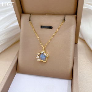 Chaîne en acier inoxydable mignon brillant résine Zircon étoile pendentif colliers pour femmes filles joli collier accessoires bijoux cadeaux - Product Image 2