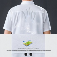 Veste de chef d'été à manches courtes pour homme ; Mélange polyester/coton durable et résistant à la décoloration ; Impression de logo en relief disponible pour