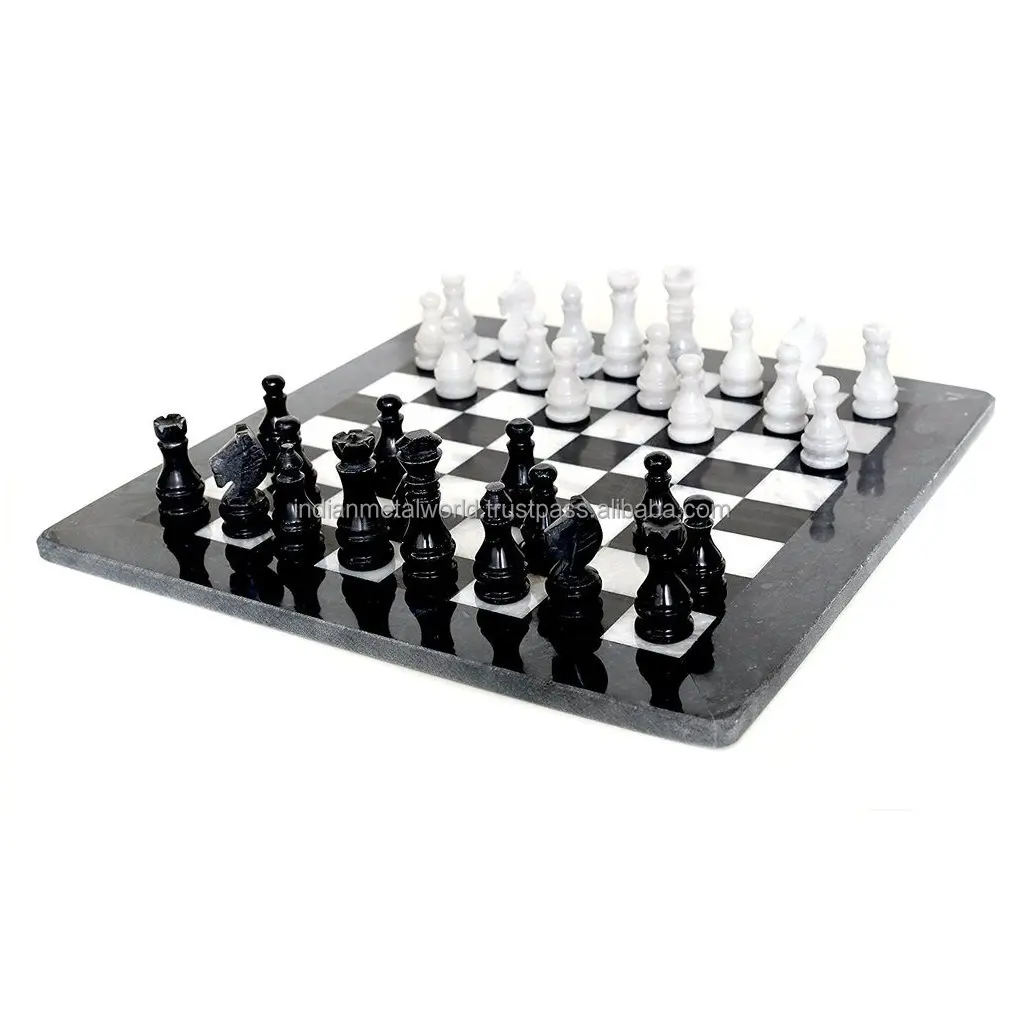 40X40 Cm Schaakspel Huisdecor Bordspel Zwart-Wit Mable Schaakbord Met Gouden Voet In Hete Verkoop