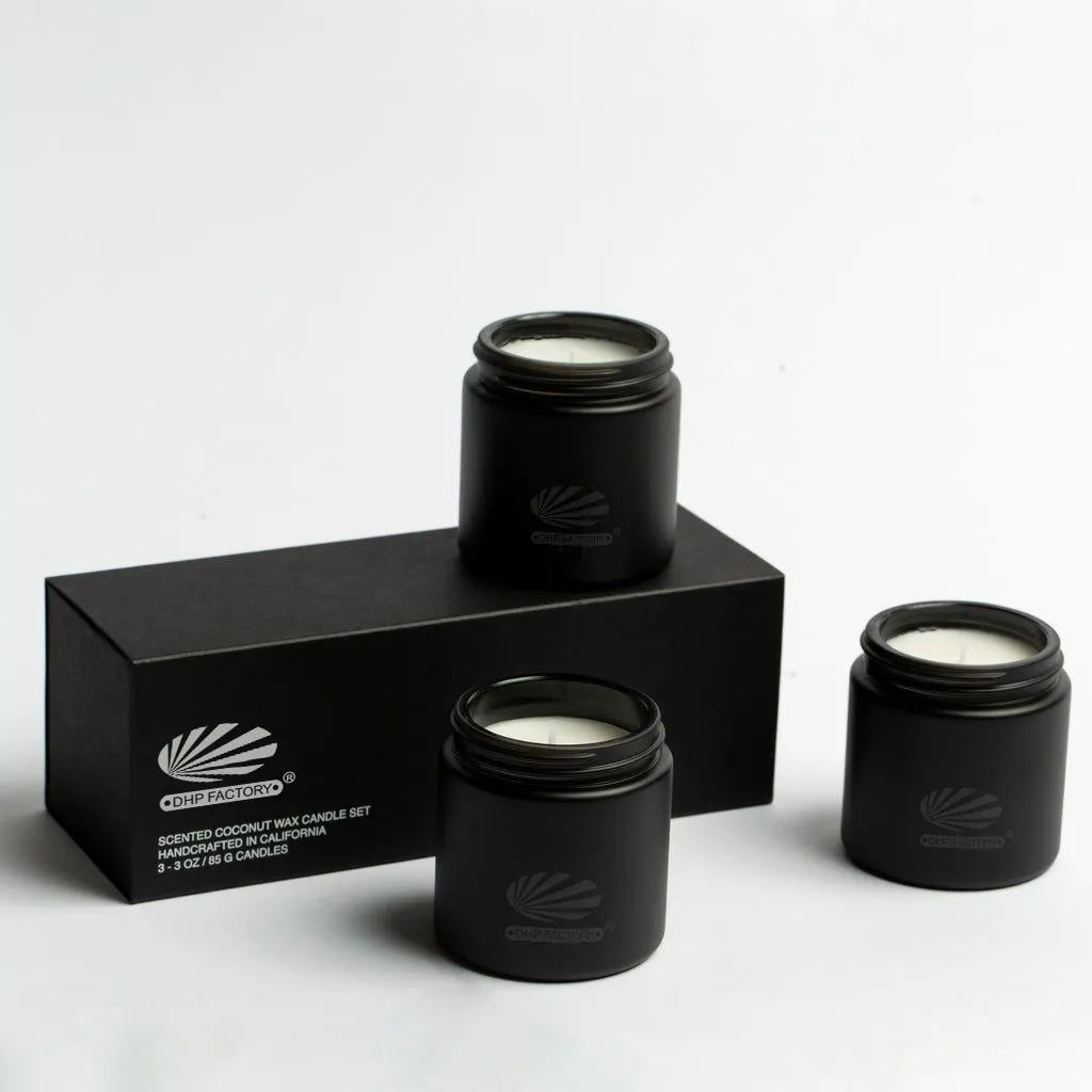 Caja Para velas con 12 separaciones 10 oz thủy tinh màu đen nến container và hộp và nến tùy chỉnh PVC rõ ràng hộp cho nến