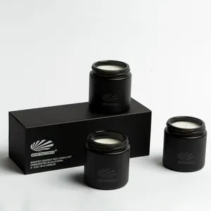 Caja para velas con 12 separaciones 10 Oz wadah lilin kaca hitam dan kotak dan lilin kustomisasi kotak bening Pvc untuk lilin