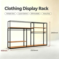 HONORGY TOP Présentoir de Vêtements en Bois pour Magasin de Mode, Support Métallique pour T-shirts et Vêtements, Idéal pour Boutiques et Design d'Intérieur