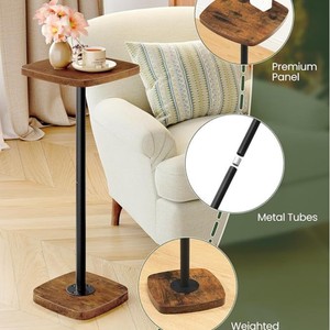 Wood Top Coffee <b>Table</b> With Metal Stand Living Room <b>Sofa</b> <b>Side</b> <b>Table</b> For Adults And Elderly - Product Image 3