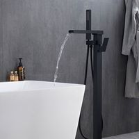 Ensemble de robinetterie de baignoire de luxe ultra populaire, design carré, pour montage au sol ou au plafond, en laiton de qualité supérieure avec éléments en céramique, et pommeau de douche brésilien moderne