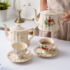 Stile europeo pomeriggio utilizzato oro bordo floreale caffè tazze da tè Set di lusso in ceramica caffè e tè - Product Image 2