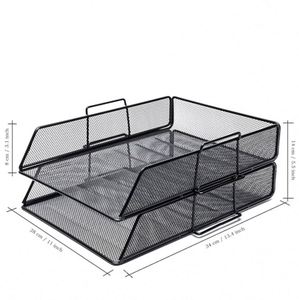 <b>Metal</b> 2pcs Stackable Letter Trays Paper Sorter/Desk <b>File</b> Tray/Desk Organizer - Product Image 3