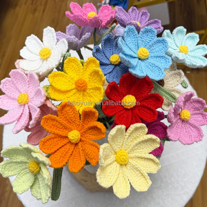 ZYF002 Nuovo Arrivo Fiore <span class=keywords><strong>di</strong></span> Rosa Squisito Lavorato all'Uncinetto, Fiore Galsang Intrecciato a Mano, Bouquet Simulato Intrecciato, Fiore Stabilizzato - Product Image 1