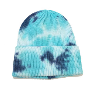 2023 Dày Lạnh-Bằng Chứng Tie Dye Còng Beanie Tùy Chỉnh Mùa Đông Thêu Logo Ấm Dệt Kim Beanies Mềm Cap - Product Image 2