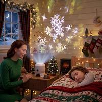 Lampe de Projection LED de Noël à Brancher, Lampe de Scène Rotative Dynamique à Flocons de Neige Changeant de Couleur pour Fêtes, Halloween et Fêtes de Fin d'Année