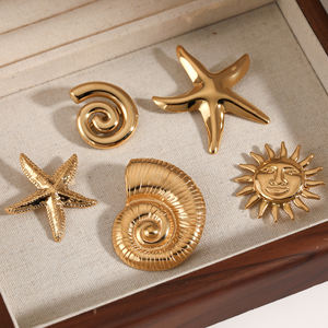 CLIOROカスタマイズ可能なステンレス鋼ブローチ女性用ハイエンドオーシャンシリーズシェルサンデザインパーソナライズされた女性のファッション - Product Image 4