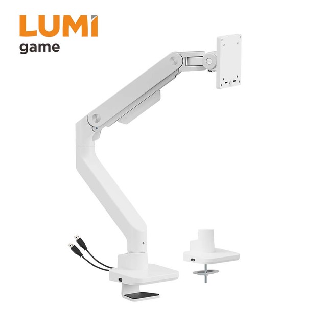 LDT81-C012UC 49" Heavy Duty Monitor Arm Gas Spring VESA Mount with USB a USB C Ports Desk Monitor Stand 20kg Capacity