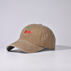 Casquette de baseball pour <span class=keywords><strong>femme</strong></span>, style dessin animé cerise, tendance, pour l'extérieur, type trucker, délavée, polyvalente, réglable, avec broderie de fruits mignons - Product Image 3