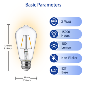 Энергосберегающие 2 Вт ST58 ST19 светодиодные лампы накаливания E27 220 В 180LM Янтарное стекло винтажный свет Эдисона для внутреннего декора - Product Image 2