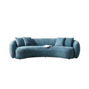 Curved Five Seater Sectional <b>Sofa</b> Set Corduroy Upholstered Tufted Modern Design Thick Padding Apartment-Friendly - Product Image 5