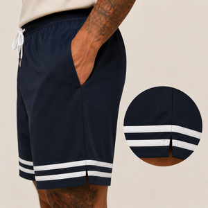 Shorts de sport en maille pour hommes avec logo personnalisé, séchage rapide, cordon de serrage, pour la gym, la course et le basketball, avec poches latérales, en polyester respirant - Product Image 4