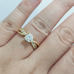 Anello di fidanzamento <span class=keywords><strong>solitario</strong></span> taglio brillante 14K <span class=keywords><strong>1</strong></span>/20 pieno di gioielli in oro che fanno forniture di anelli pieni d'oro per le donne - Product Image 6