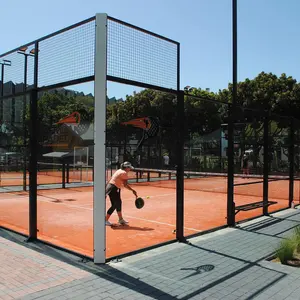 Quadra de tênis WPT Padel para grama, quadra panorâmica para esportes ao ar livre e indoor com material de aço e vidro, quadra de Padel