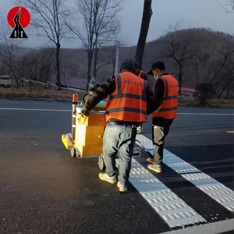 Zebra line crossing line painting hot thermoplastic application hand push road marking machine