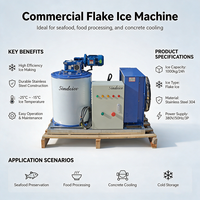 Machine de production de glace en flocons d'eau douce commerciale, équipement de fabrication de glace refroidi par air pour atelier de transformation des produits de la mer