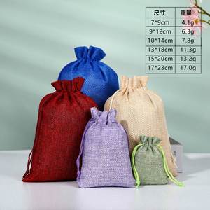 Customizable Durable Biodegradable Eco-friendly Small Jute Satin <b>Drawstring</b> Bags Reusable Grocery Shopping Burlap <b>Pouches</b> - Product Image 2
