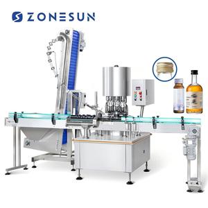 ZONESUN ZS-XG440C8 automatique 8 têtes rhum spiritueux sirop bouteille métal aluminium couvercle chapardeur preuve ROPP bouchon étanchéité capsulage Machine - Product Image 1