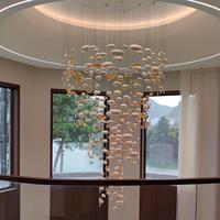 Projet de décoration d'intérieur Hôtel Villa Club Plafonnier Haut Doré Oeuf Blanc Créatif Grand Lustre en Verre pour Escalier Hall