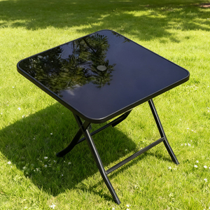 Wholesale Diameter 60cm Tempered Black Silk-screen Printed Glass Tabletop Ripple Pattern <b>Folded</b> Square <b>Table</b> - Product Image 2