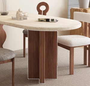 <span class=keywords><strong>Table</strong></span> en bois de dalle de roche ancienne de style français salon <span class=keywords><strong>cuisine</strong></span> contre le <span class=keywords><strong>mur</strong></span> <span class=keywords><strong>table</strong></span> à manger ovale en bois massif - Product Image 5