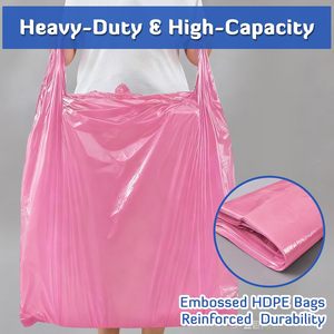 ถุงขยะ PE สีชมพูขนาดใหญ่พิเศษ แบบใช้แล้วทิ้ง แข็งแรงทนทาน แบบมีหูหิ้ว สำหรับร้านอาหาร ธุรกิจค้าปลีก - Product Image 2