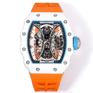 High End Mens Tourbillon <b>Watch</b> White Ceramic Tonneau Case with Fully Skeletonized Movement - Product Image 2