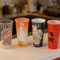 Gobelet en plastique personnalisé grande capacité sans BPA avec couvercle pour café, service de restauration à emporter, bubble tea, boba, thé au lait