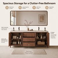 Ensemble de meubles de salle de bain mural en bois massif style ferme moderne 2026 Juerte OEM avec lavabo en céramique, table complète et miroir LED argenté