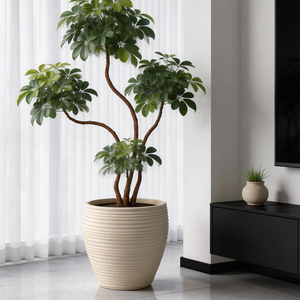 Pot de fleurs sur pied de grande taille Yicai, moderne, en mélamine, pour arbre artificiel, rond, en plastique, durable, écologique, pour la maison <span class=keywords><strong>et</strong></span> le jardin - Product Image 1