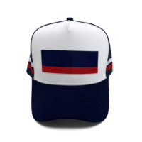 Vente en gros de chapeau de camionneur en maille personnalisé Votre conception Australie Casquettes de sport à rayures latérales et à profil haut Casquette en maille de baseball avec logo brodé