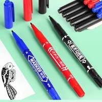 Stylo double pointe fineliner, marqueur double tête pour tableau blanc, pour dessin, croquis, papeterie étudiante, encre bleue, rouge, noire, 10 pièces/boîte