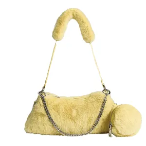 2023 Best Selling Faux Mink Chain Underarm Purses Sling Bag Classy Designers Fashion Shoulder Bags For Women