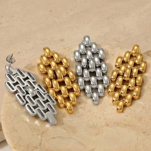 Pendientes de Acero Inoxidable Chapados en Oro Estilo Bohemio, Joyería Clásica para Mujer con Correa de Reloj - Product Image 2