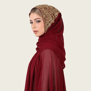 Ethnic Style <b>Covered</b> <b>Head</b> Chiffon Hijab Scarf Chiffon Beaded Fashionable Popular Gauzemuslim Women Hijab Scarf - Product Image 5