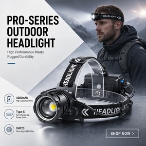 Linterna Frontal LED Súper Brillante de <span class=keywords><strong>1000</strong></span> Lúmenes P70, Recargable, con Zoom, Resistente al Agua, para Camping - Product Image 2