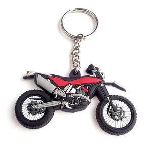 Hot Sale Custom Motorbike Shaped Keychain Vintage Cool Soft Pvc Keychain With Metal Ring