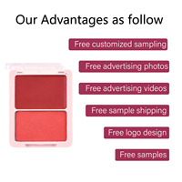 Palette de blush crème bicolore, 5 teintes disponibles, texture lisse et facile à estomper, multi-usages pour les joues et les lèvres, blush longue tenue