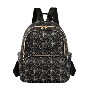 Hawaii Outline Floral Quilted Polyester Outdoor Girls <b>Backpack</b> Custom Print Hau Flower Student Travel Women's <b>Backpacks</b> - Product Image 1