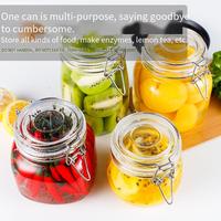 Peut sceller les bouteilles pot de miel carré confiture garde-manger hermétique alimentaire verre stockage cornichon pot avec passoire Flip