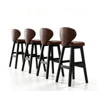 Tabouret de bar moderne en cuir rembourré, durable, avec dossier, pieds en fer, hauteur de comptoir, pour cuisine, îlot, café, salle à manger